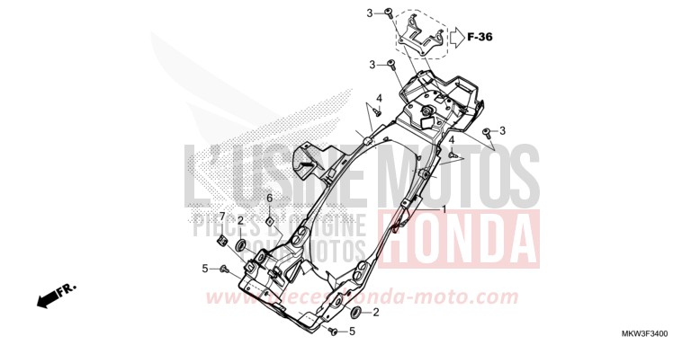 GARDE-BOUE ARRIERE von NC750X DCT PEARL GLARE WHITE (NHB53) von 2021